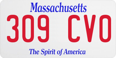 MA license plate 309CV0