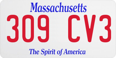MA license plate 309CV3