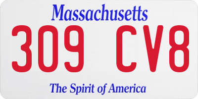 MA license plate 309CV8