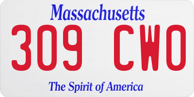 MA license plate 309CW0