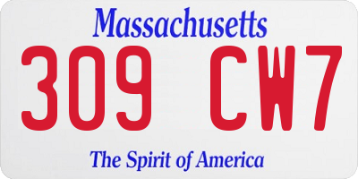 MA license plate 309CW7