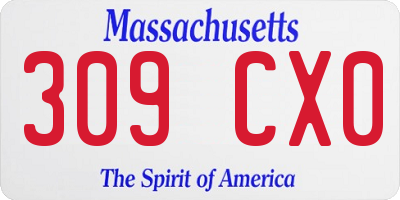 MA license plate 309CX0