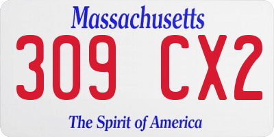 MA license plate 309CX2