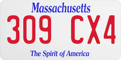 MA license plate 309CX4