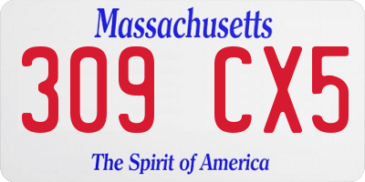 MA license plate 309CX5