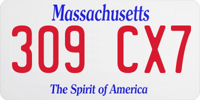 MA license plate 309CX7