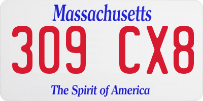 MA license plate 309CX8