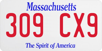 MA license plate 309CX9