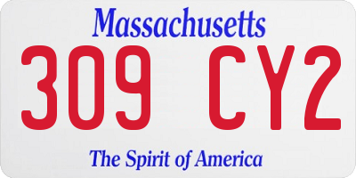 MA license plate 309CY2
