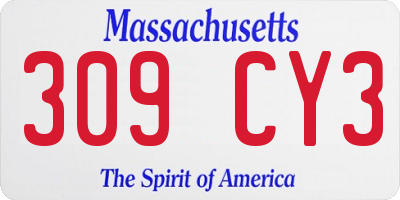 MA license plate 309CY3