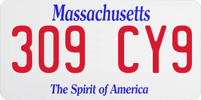 MA license plate 309CY9