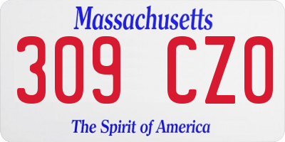 MA license plate 309CZ0