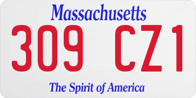 MA license plate 309CZ1
