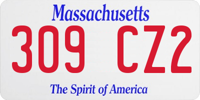 MA license plate 309CZ2
