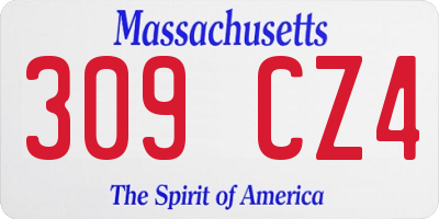 MA license plate 309CZ4