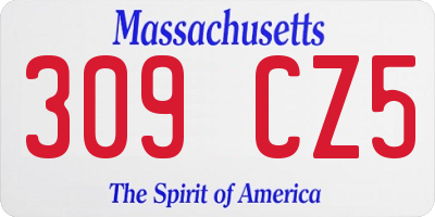 MA license plate 309CZ5