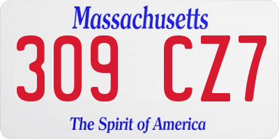MA license plate 309CZ7