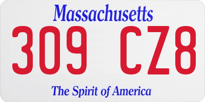 MA license plate 309CZ8