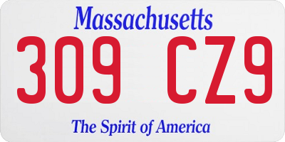 MA license plate 309CZ9