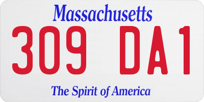 MA license plate 309DA1