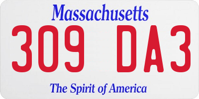MA license plate 309DA3