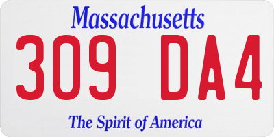 MA license plate 309DA4