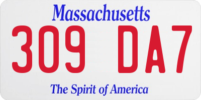 MA license plate 309DA7