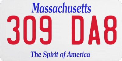 MA license plate 309DA8