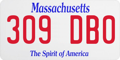MA license plate 309DB0