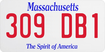 MA license plate 309DB1