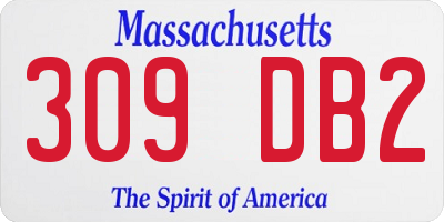 MA license plate 309DB2