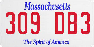 MA license plate 309DB3