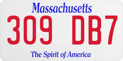 MA license plate 309DB7