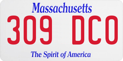 MA license plate 309DC0