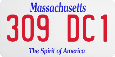 MA license plate 309DC1