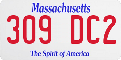 MA license plate 309DC2