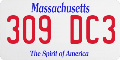 MA license plate 309DC3