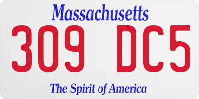 MA license plate 309DC5