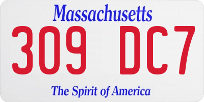MA license plate 309DC7