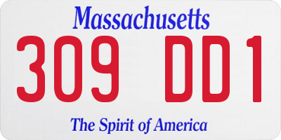 MA license plate 309DD1