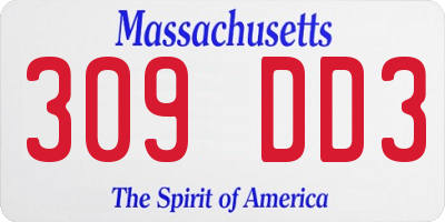 MA license plate 309DD3