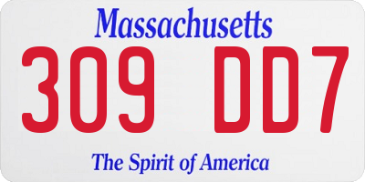 MA license plate 309DD7