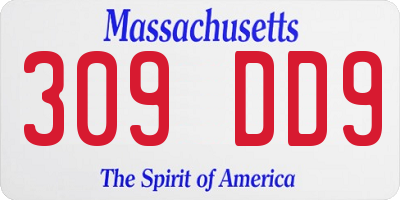 MA license plate 309DD9