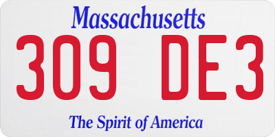 MA license plate 309DE3