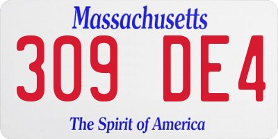 MA license plate 309DE4