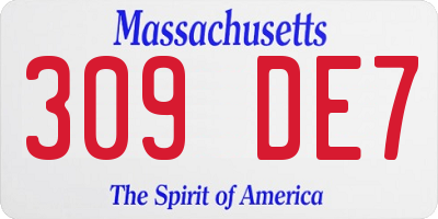 MA license plate 309DE7
