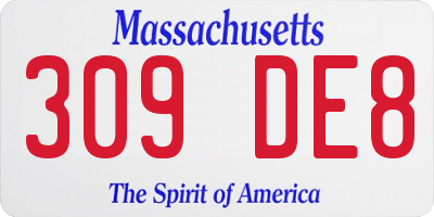 MA license plate 309DE8