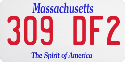 MA license plate 309DF2