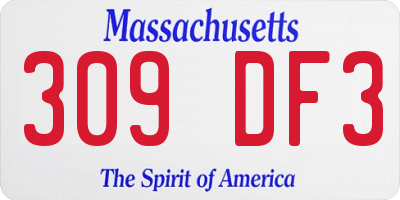 MA license plate 309DF3