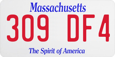MA license plate 309DF4